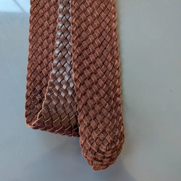 Vintage Y2K Abercrombie &Fitch Wide Basket Weave Leather Belt - Picture 8 of 13
